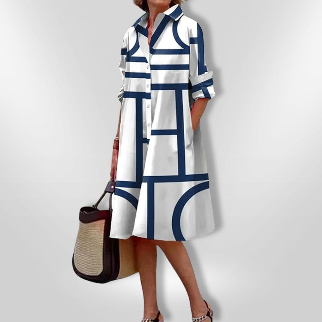Lena | Abito chemisier geometrico elegante
