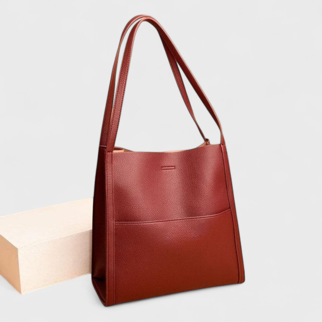 Stefania™| Borsa a tracolla in vera pelle tinta unita