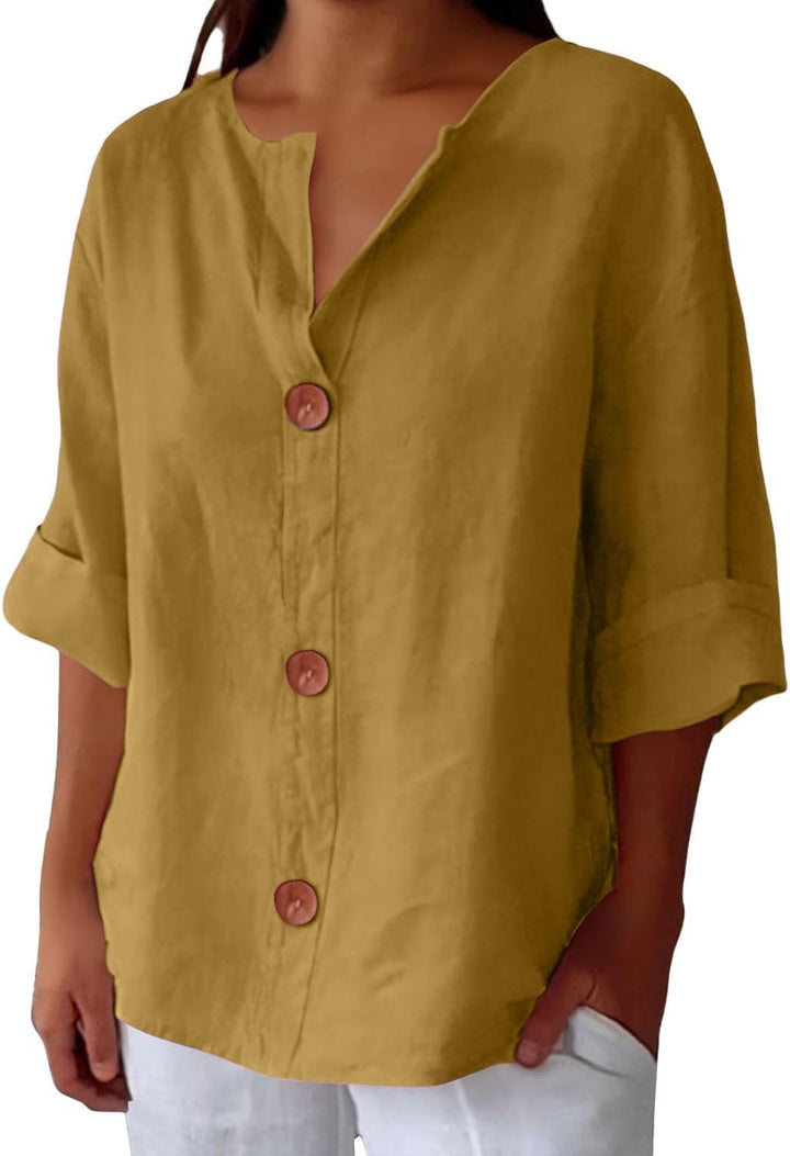 Lyra™ | Camicia Leggera in Lino con Chiusura a Bottoni
