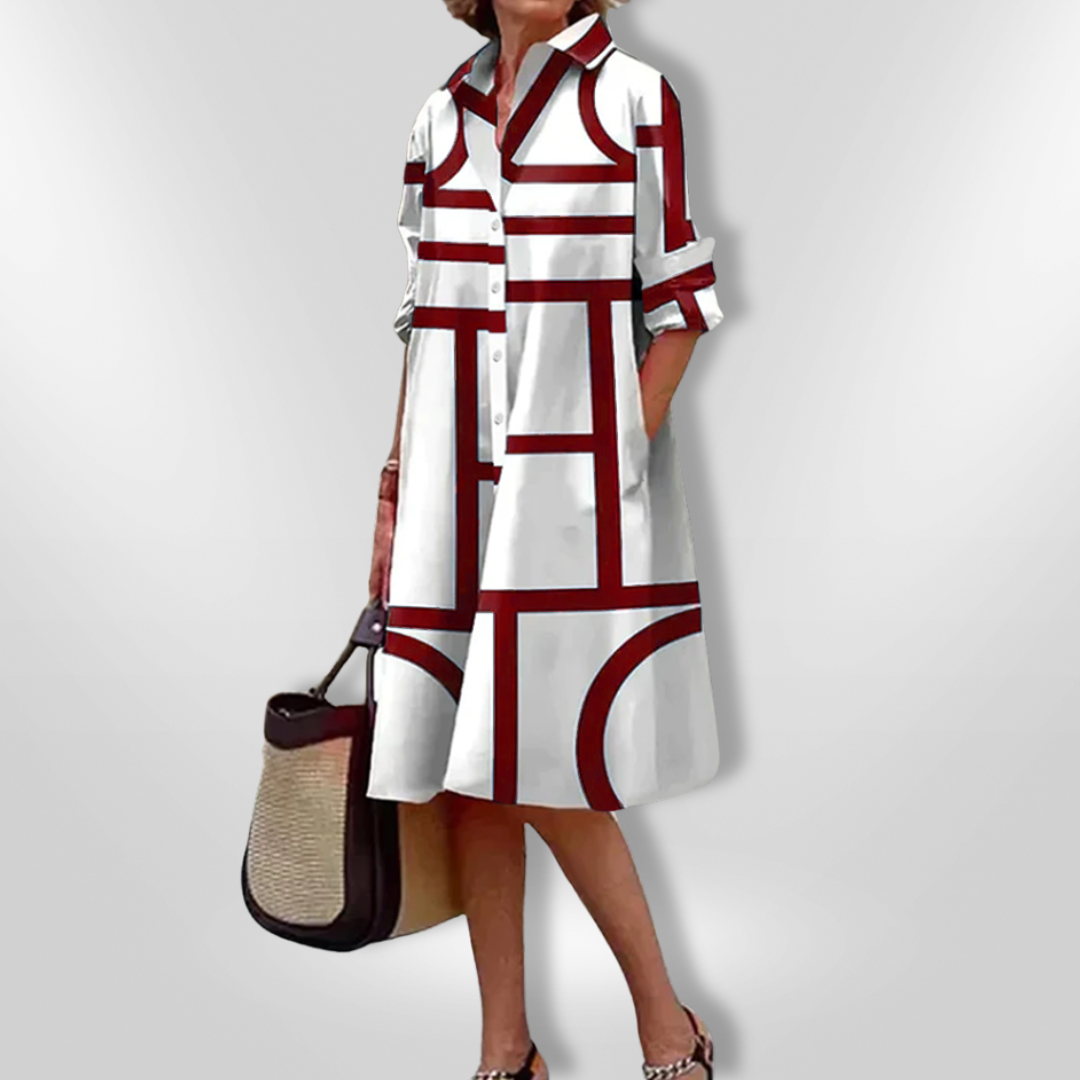 Lena | Abito chemisier geometrico elegante