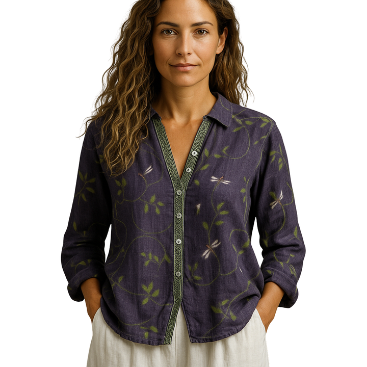 LARISSA™|BLUSA VINTAGE FOGLIA