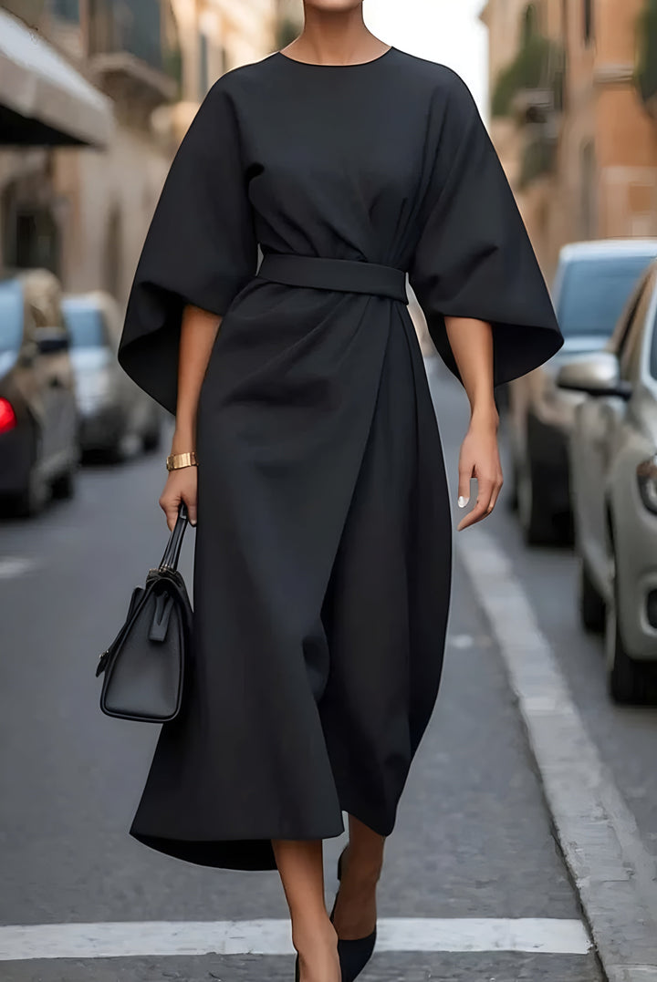 Grace™ | Abito Elegante con Maniche a Lanterna e Cintura